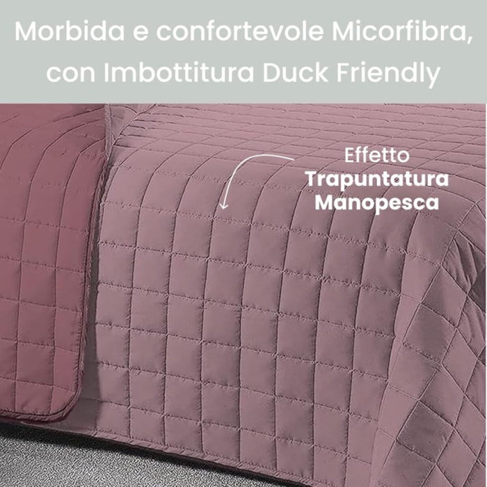 INTRECCI Copriletto Singolo Estivo, Trapunta Singola Estiva, 170x260 cm, Coperta Estiva, anche Primaverile, Double Face, Moderna, Leggera, Elegante. Colore: Zephyr/Orchidea