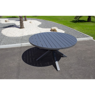 PELOSA - Ensemble repas 6 places en aluminium anthracite avec rallonge papillon