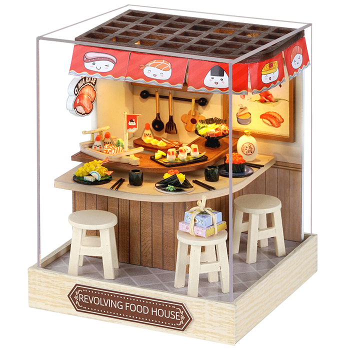Colección Rincón de la felicidad, Casa de comidas ambulante. Maqueta 3D realista con gran detalle, cubierta antipolvo y luces led.