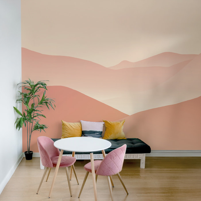 Papier peint panoramique Désert rose minimaliste  Intissé