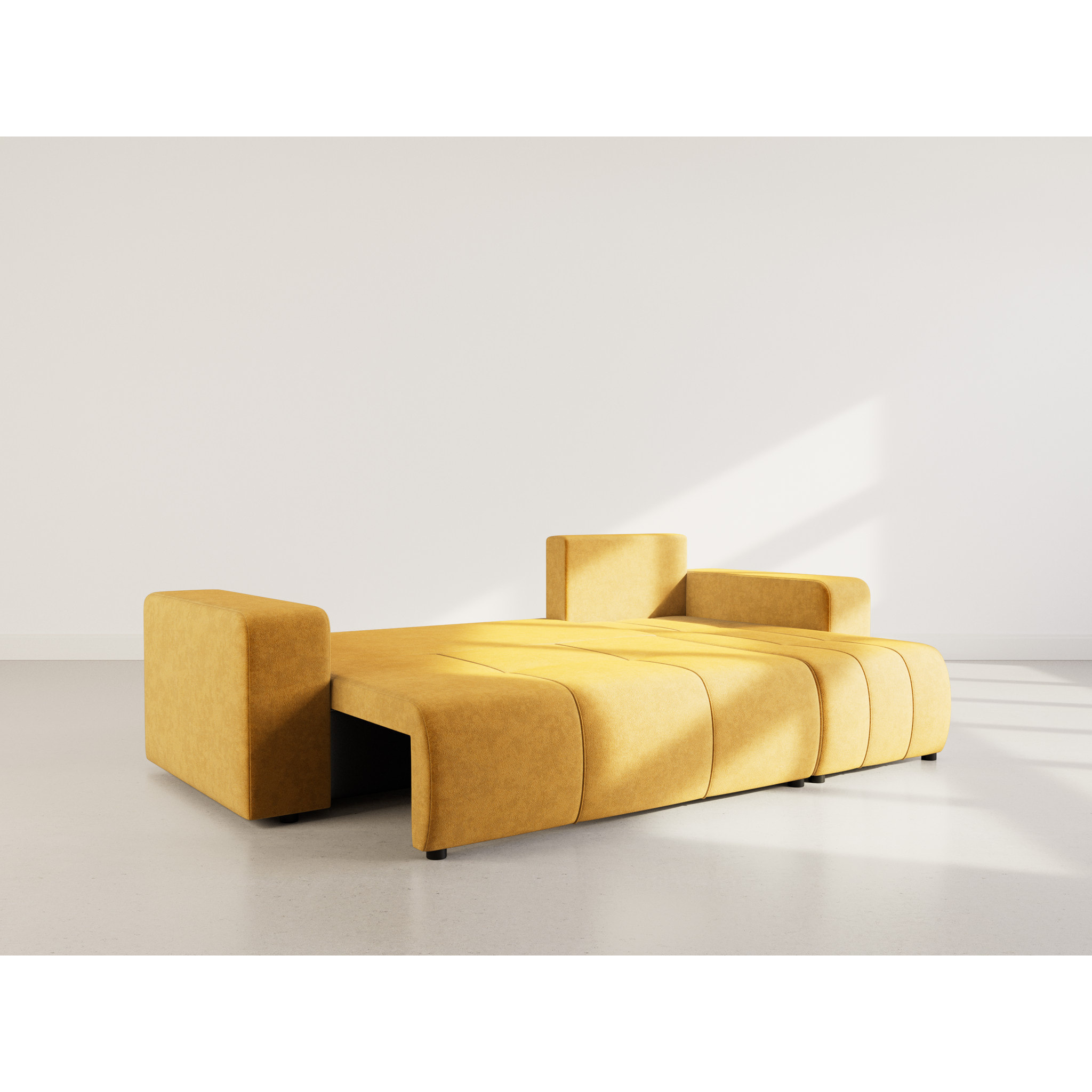 Nicole - canapé d'angle réversible 4 places convertible avec coffre en tissu - Jaune