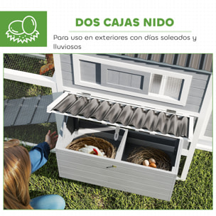 Gallinero para Exterior Gallinero de Madera Jaula Grande para 10-15 Gallinas con Columpio Perchas Bandeja Extraíble y Rampa 315,5x150,5x140,5 cm Gris