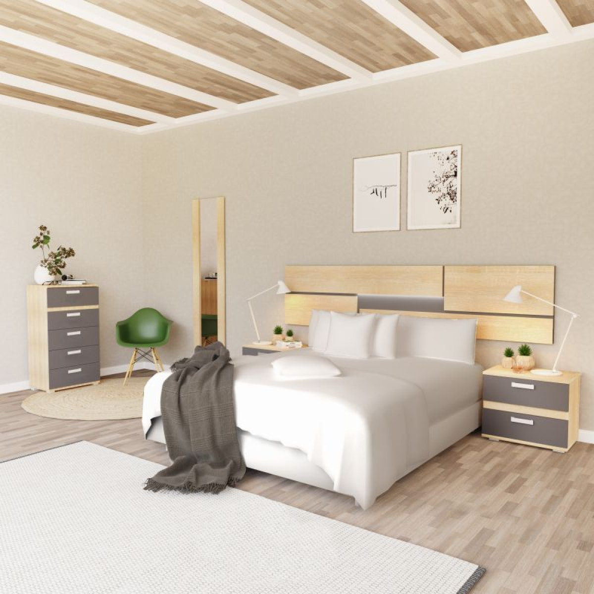 Dormitorio Ataneq Pure 5C Cambria - Grafito