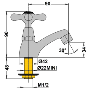 Robinet simple eau froide PAINI Tiffany Gris Acier