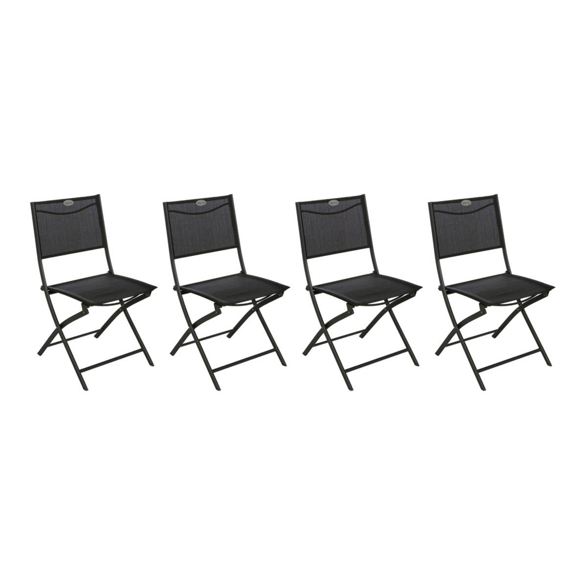 Lot de 4 chaises de jardin pliantes "Modula" anthracite & graphite acier traité époxy