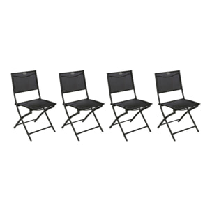 Lot de 4 chaises de jardin pliantes "Modula" anthracite & graphite acier traité époxy