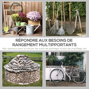 Abri de jardin - tente de stockage - abri de vélo - 2 portes zippées - dim. 280L x 240l x 240H cm - métal PE gris