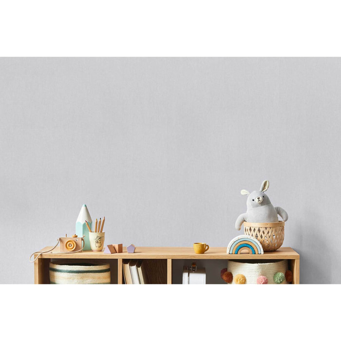 Papier peint enfant uni doux gris perle clair
