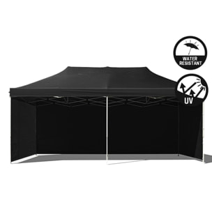 Tenda / Gazebo Per Giardino 3X6 Impermeabile Tendone Pieghevole Per Fiere E Mercati Colore Nero