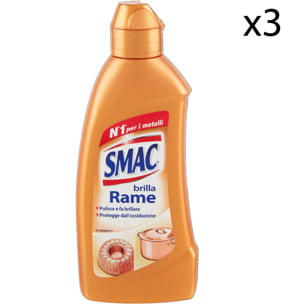 3x Smac Brilla Rame Detergente in Crema - 3 Flaconi da 250ml