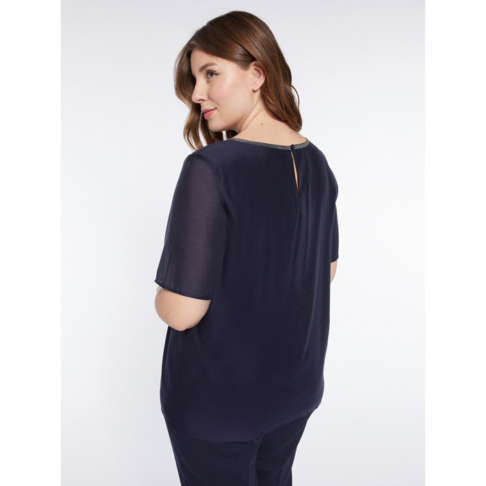 Fiorella Rubino - Blusa de organza elegante - Azul