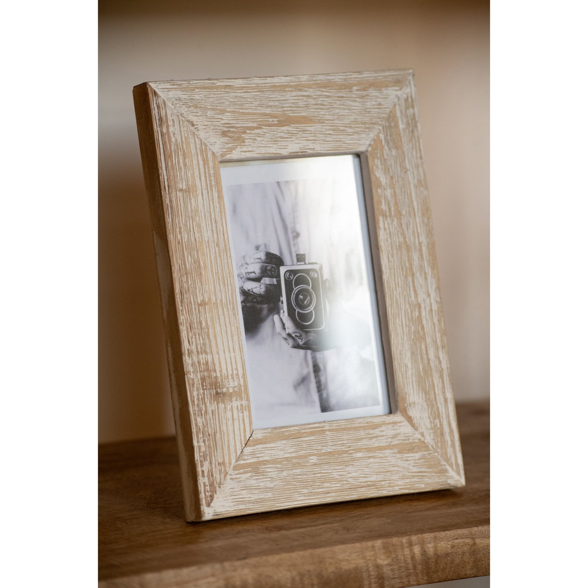 J-Line Cadre photo - bois - blanc cassé - large