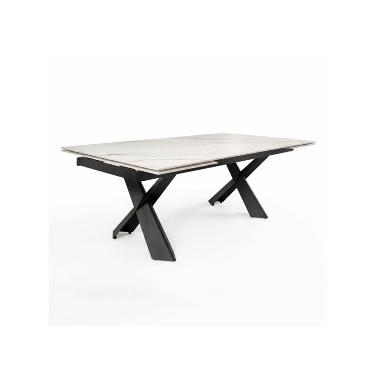 Table à manger extensible 200/300cm céramique blanc effet marbré - NYLA