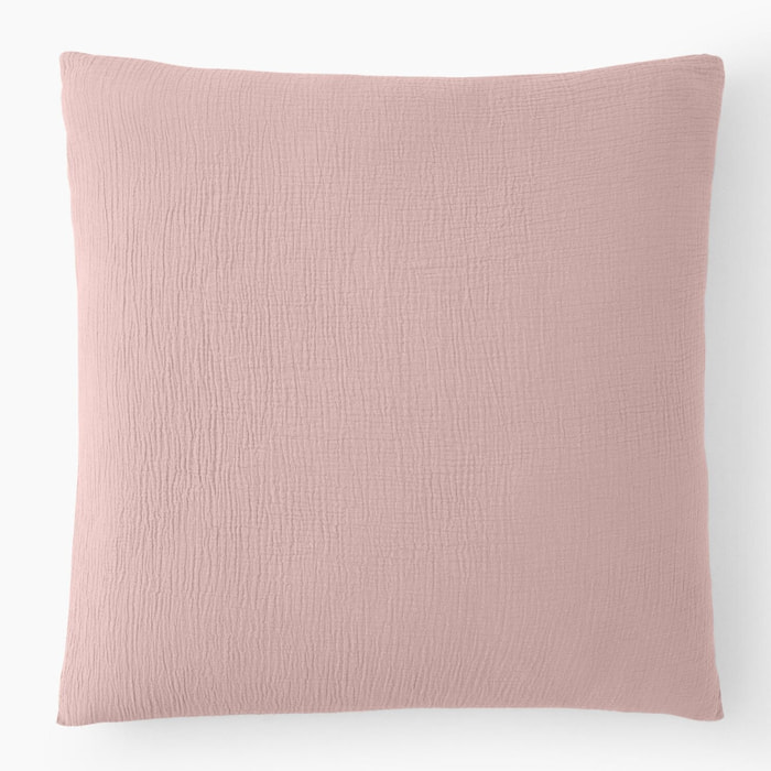 Paire de Taies d'oreiller gaze de coton rose lotus