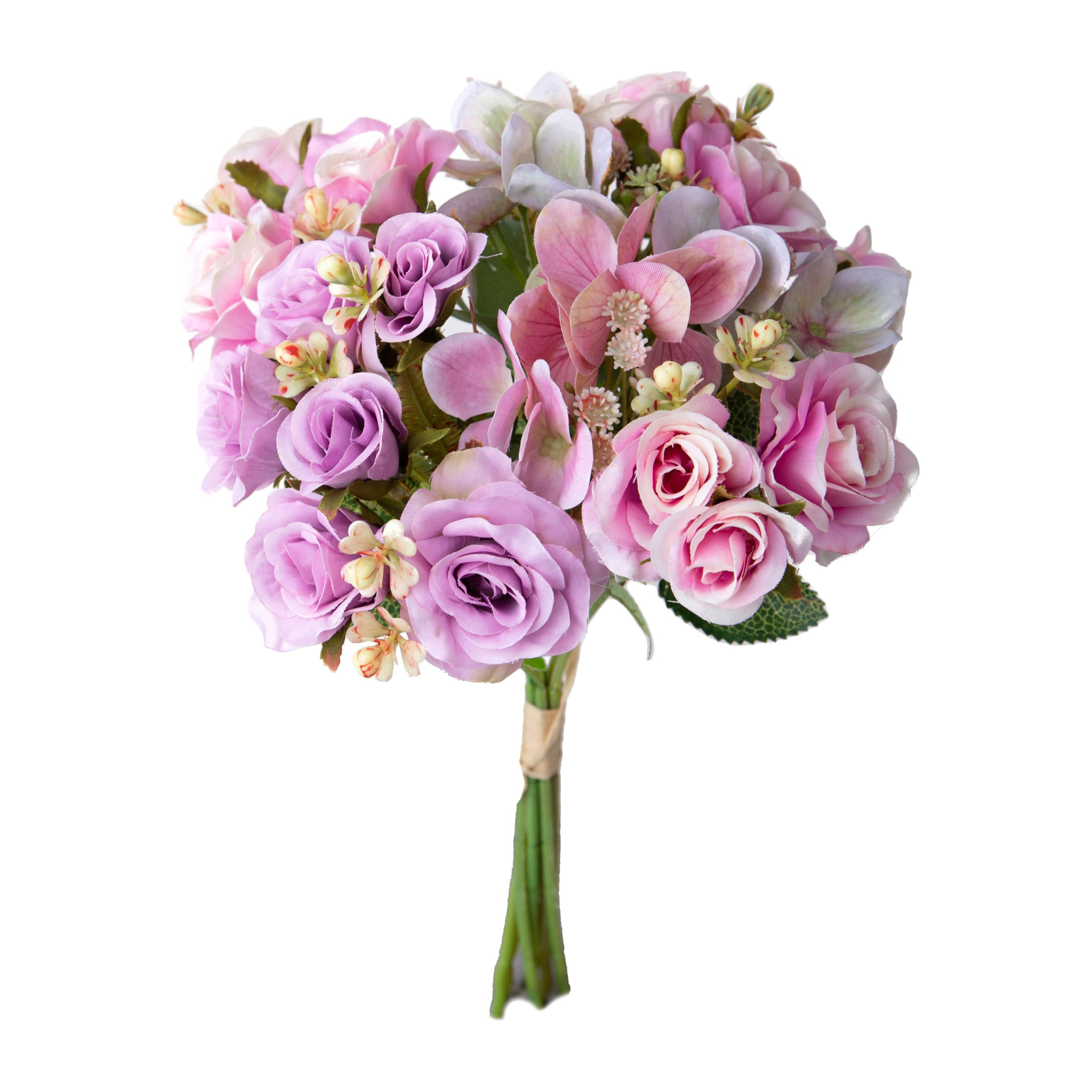 Bouquet Rose/Ortenzie 36 Cm - Pezzi 4 - 22X36X22cm - Colore: Rosa - Bianchi Dino - Fiori Artificiali