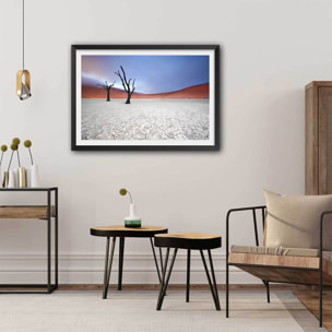 Affiche de Namibie, Le deadvlei Affiche + cadre en bois - Noir