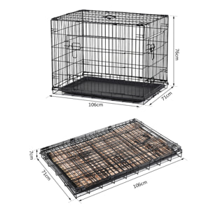 Cage caisse de transport pliante pour chien en métal noir 106 x 71 x 76 cm matelas fourni