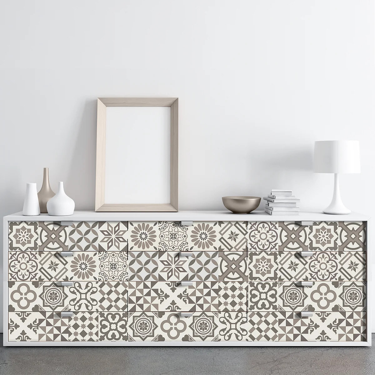 Sticker carrelage - Ambiance Sticker - 60 CARREAUX DE CIMENT MEUBLE AUTHENTIQUES NIHNA - 20x20cm