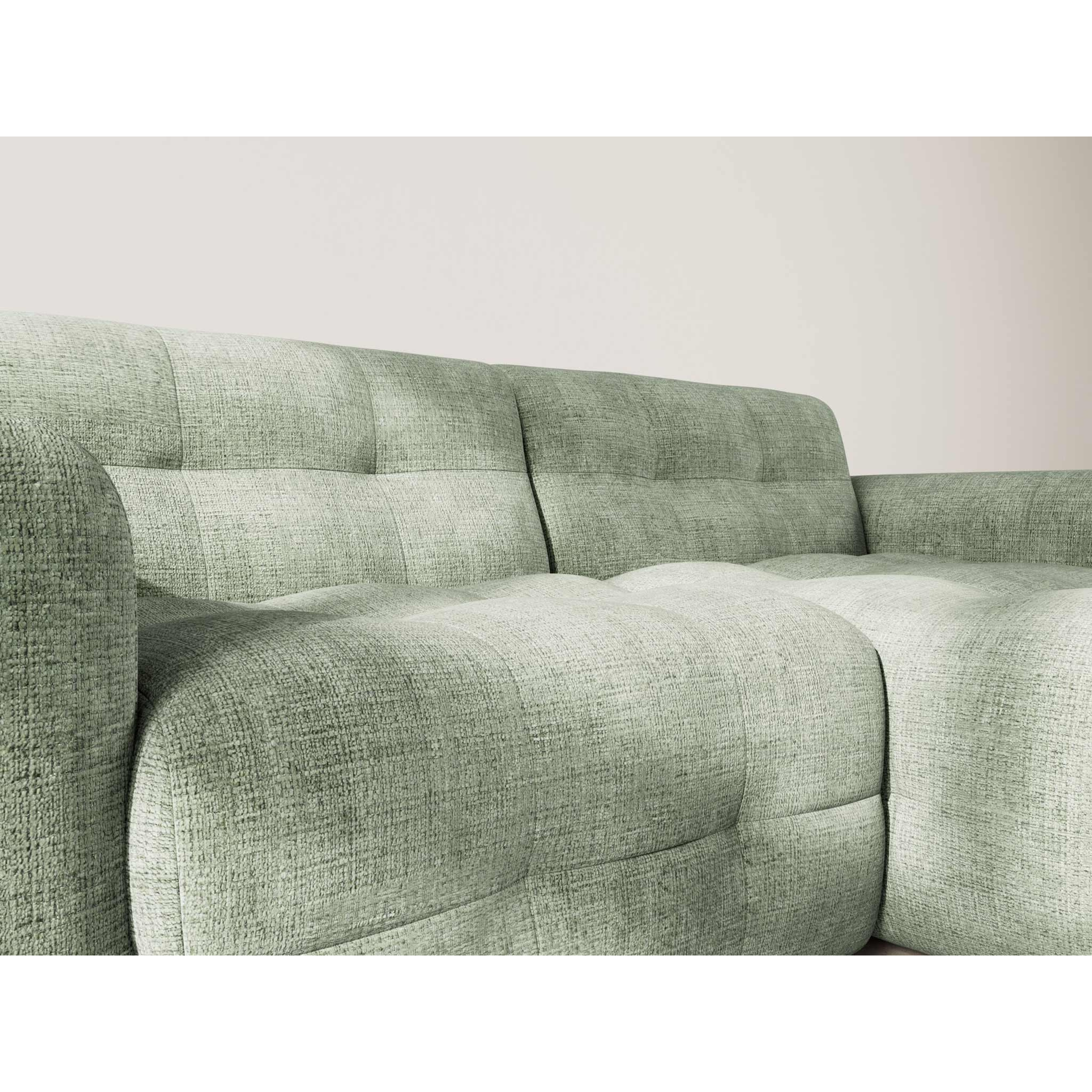 Diane - Canapé d'angle droit 4 places en velours texturé - Vert sauge