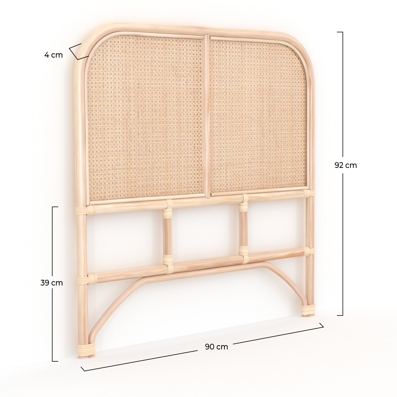 Tête de lit en rotin et cannage 90 cm - Grace