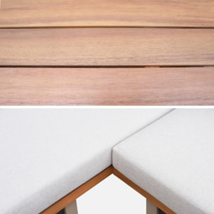 Salon de jardin d'angle bois d'acacia et aluminium 5 places ACALIA LATIKA