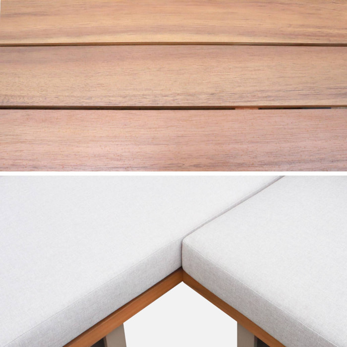 Salon de jardin d'angle bois d'acacia et aluminium 5 places ACALIA LATIKA