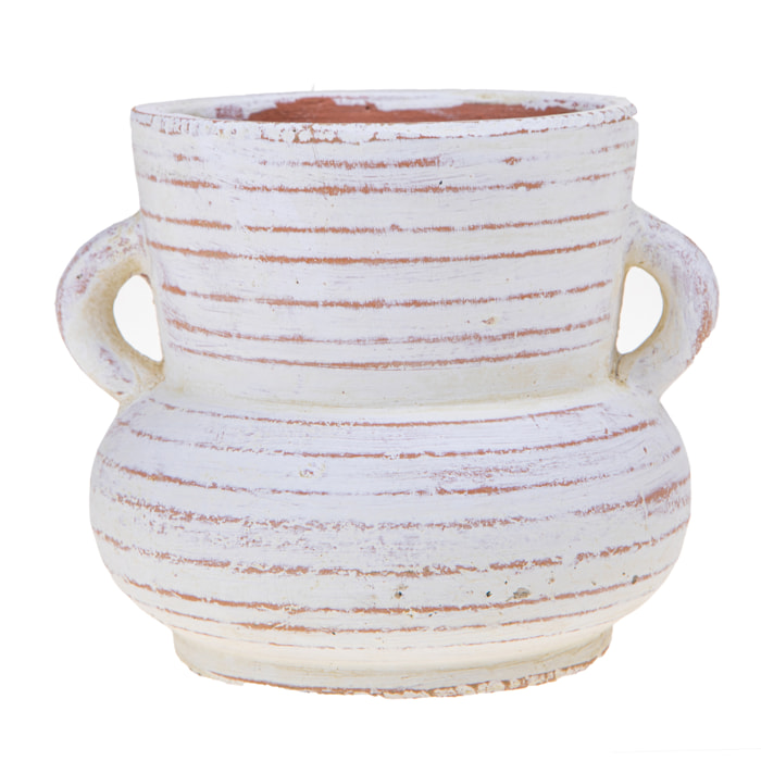 Vaso Con Manici Diametro 18,5Xh.15 Cm - Pezzi 3 - 18,5X15X16,5cm - Colore: Bianco - Bianchi Dino - Decori Casa E Complementi