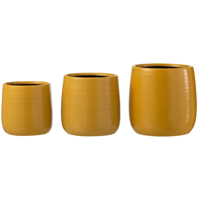 J-Line cache-pot Uni - céramique - ocre - large - Ø 16.5 cm