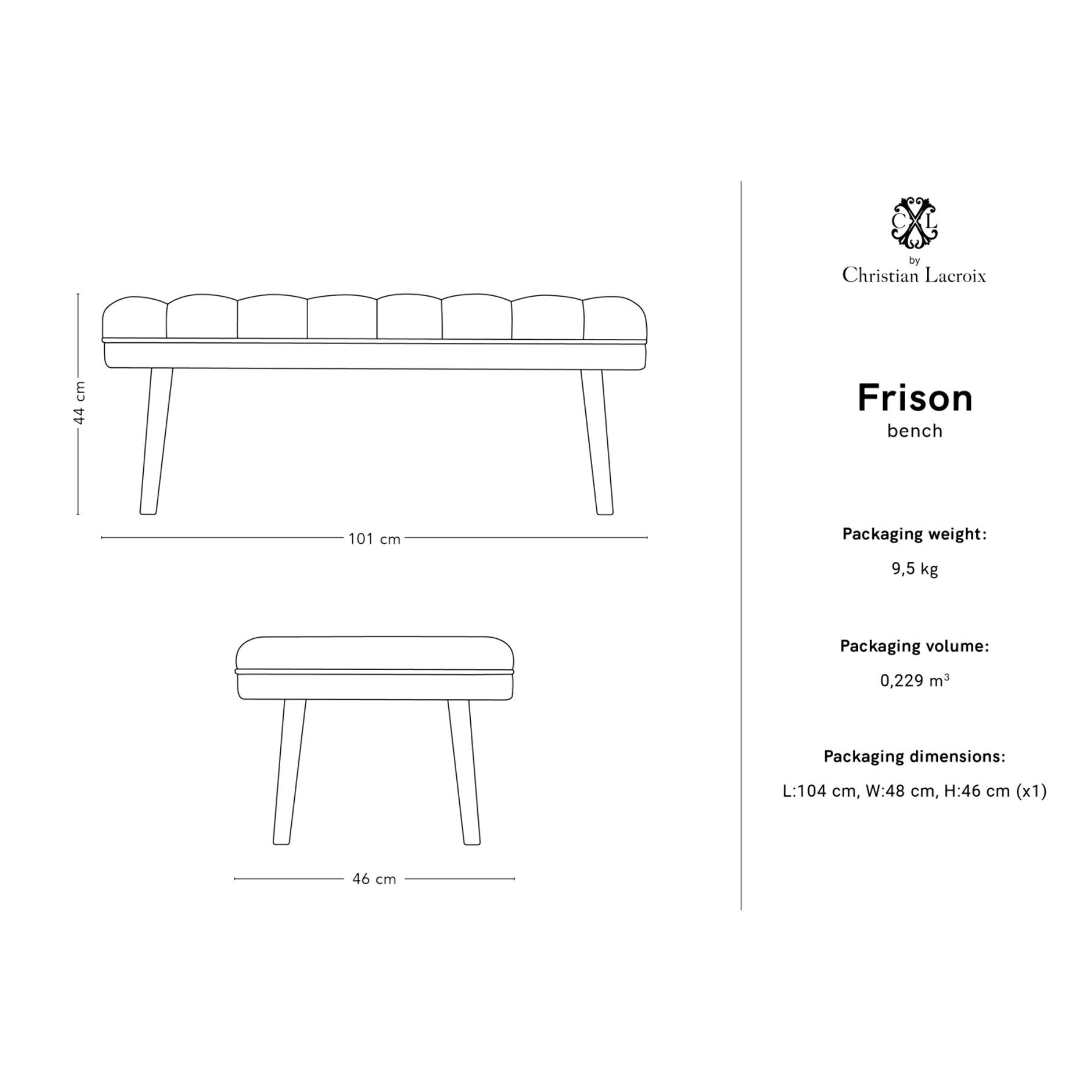 Banc "Frison" 2 places en velours gris clair