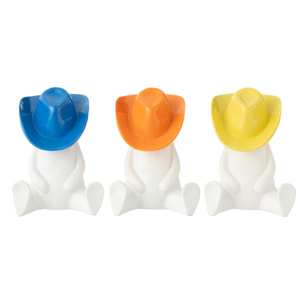 J-Line décoration Statue Cowboy Chapeau - polyrésine - mix - 3 pièces