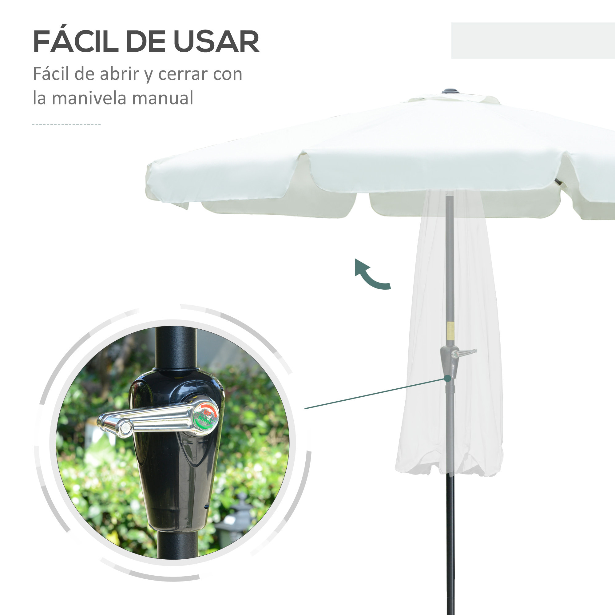 Outsunny Sombrilla de Jardín Ø266x250 cm UV50+ Parasol Aluminio Inclinable Beige
