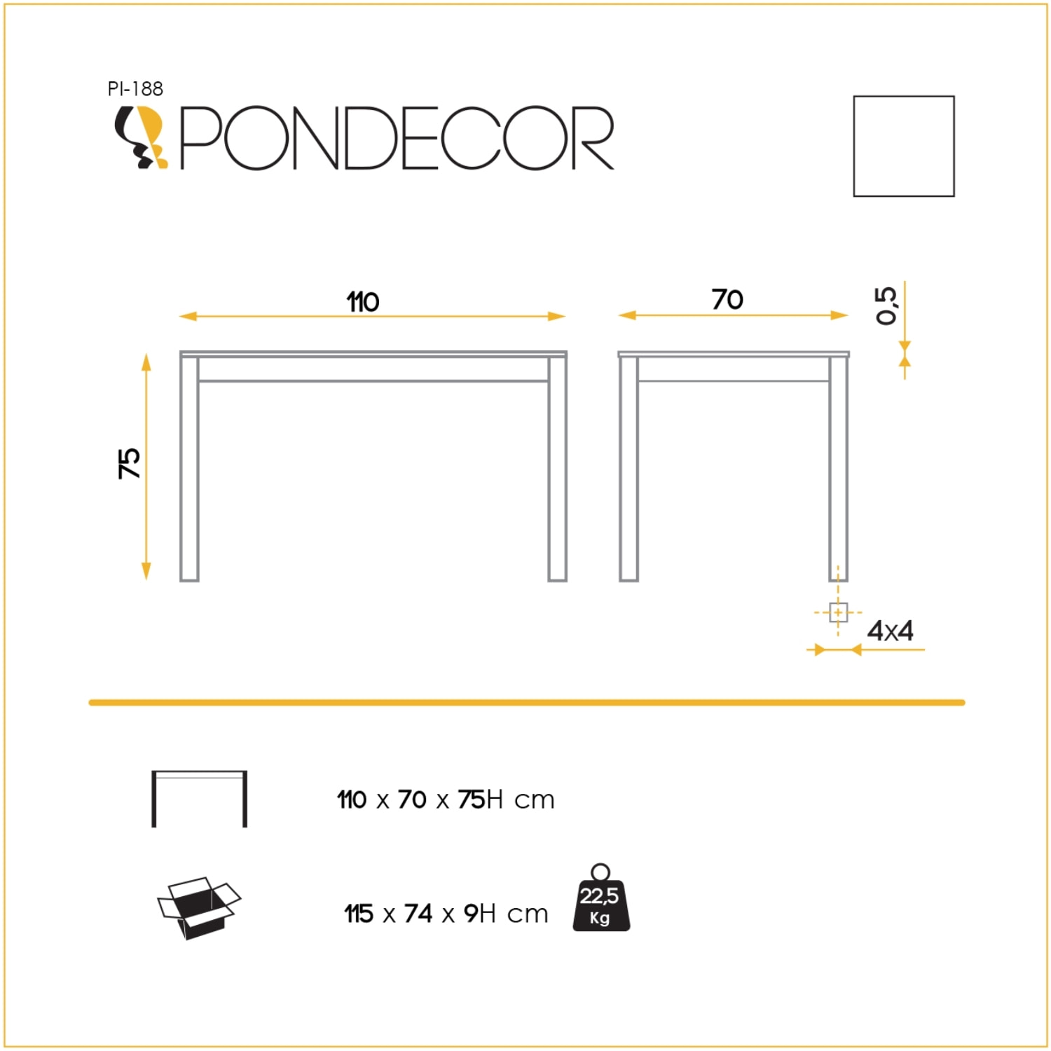 Mesa fija NURIA blanco - cristal y blanco - 110x70x75cm