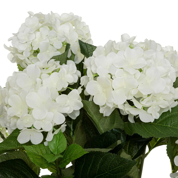 Hortensia artificiel - pot en ciment - H60 cm