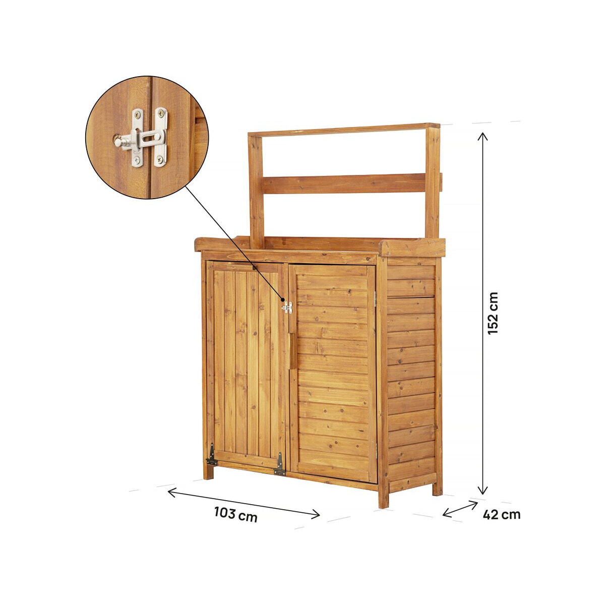 Armoire de jardin en bois avec poubelle intégrée "Lou" - Marron