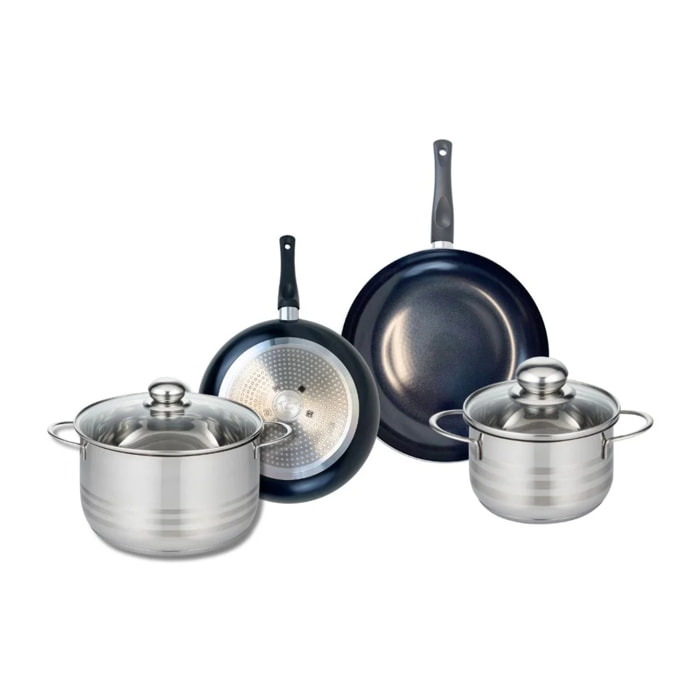 Ensemble de 2 Poêles de cuisson 20 et 24 cm et 2 faitouts 16 et 20 cm Elo Prima Brillant