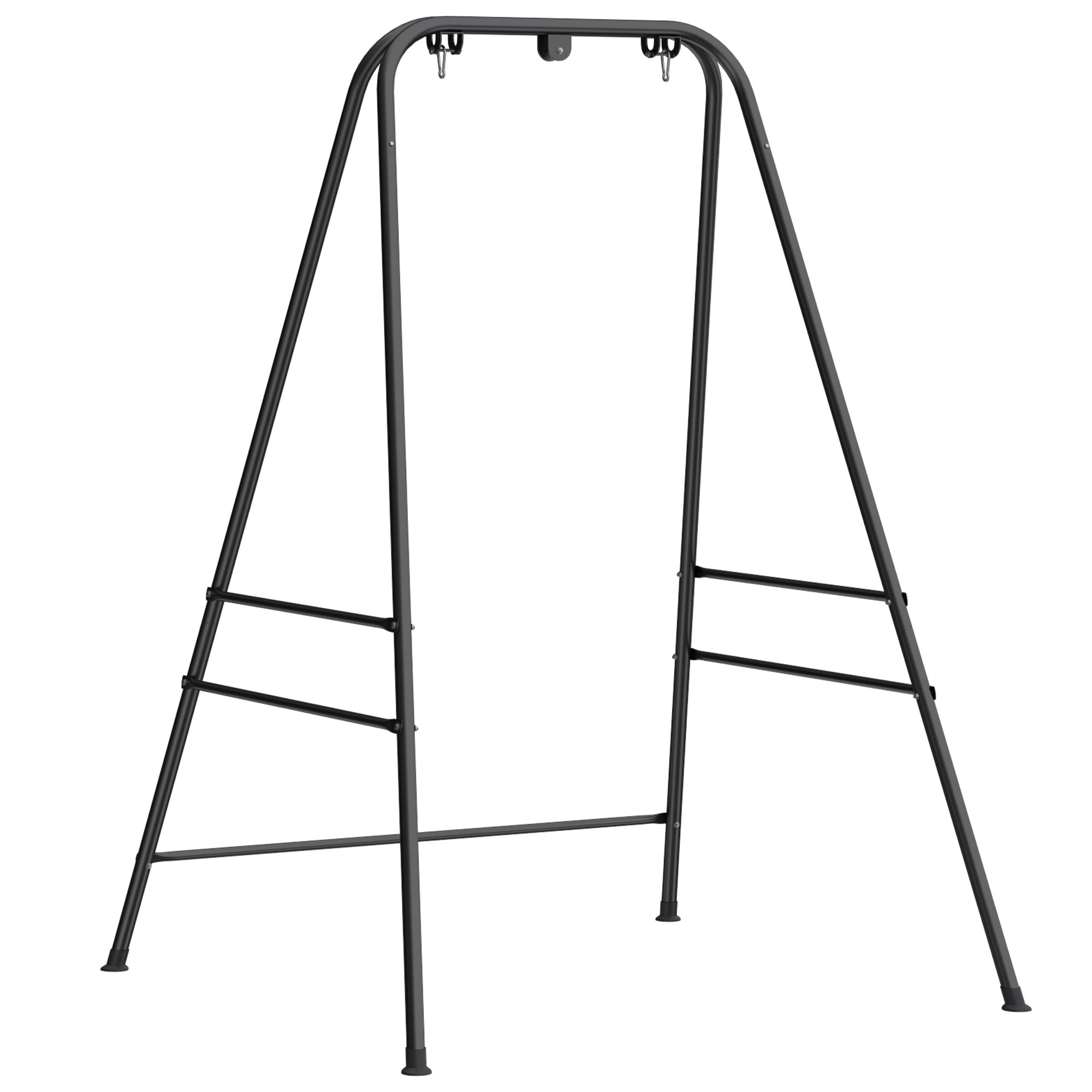 Soporte para Silla Colgante y Hamaca, 183 cm, Soporte para Columpio con Estructura de Acero, Almohadillas Antideslizantes y 2 Mosquetones, para Interior y Exterior, Carga 150 kg, Negro