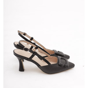 SLINGBACK CANVAS CHOCOLA' NERO