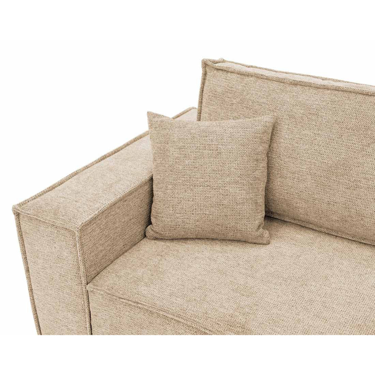 Cezanne - Canapé droit 3 places convertible avec coffre en tissu texturé - Beige