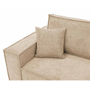 Cezanne - Canapé droit 3 places convertible avec coffre en tissu texturé - Beige