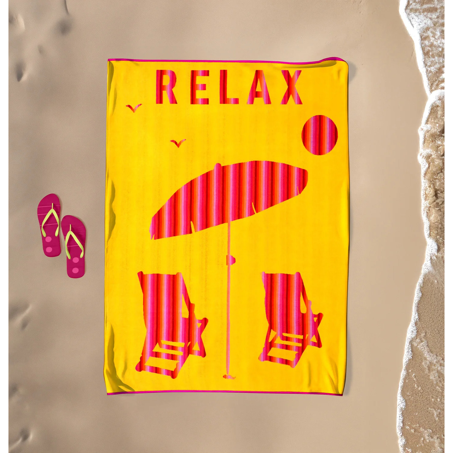 Serviette de plage éponge velours Jacquard - Malta - 140x180cm - 400g/m²