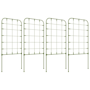 Outsunny Juego de 4 Enrejados de Jardín Soportes para Plantas Trepadoras con Marco de Acero para Frutas Verduras Flores 40x90 cm Verde