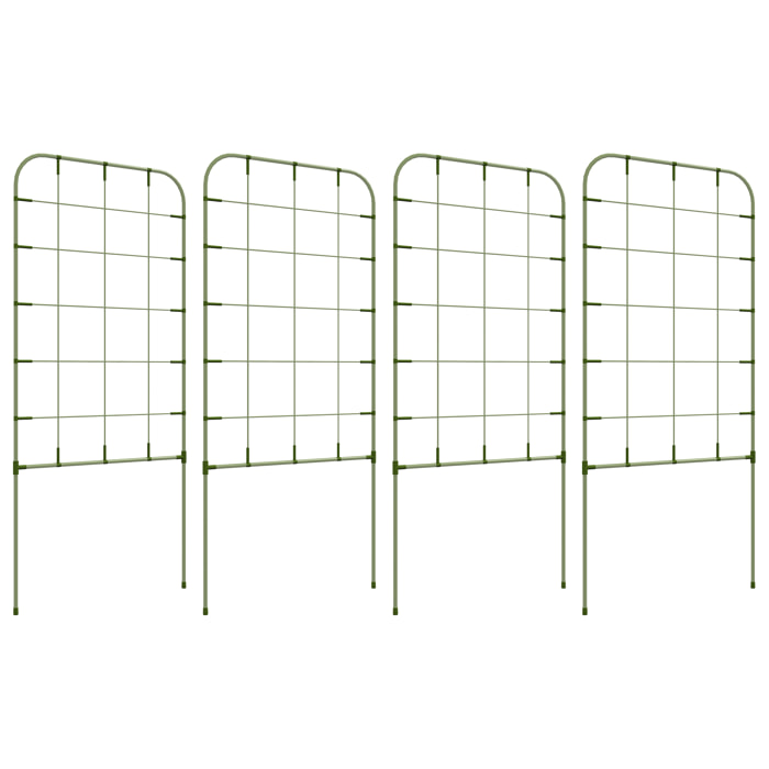 Outsunny Juego de 4 Enrejados de Jardín Soportes para Plantas Trepadoras con Marco de Acero para Frutas Verduras Flores 40x90 cm Verde