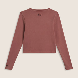 T-shirt cropped da donna a manica lunga con ricami Disney