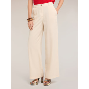 Motivi - Pantalones palazzo de mezcla de lino - Beige