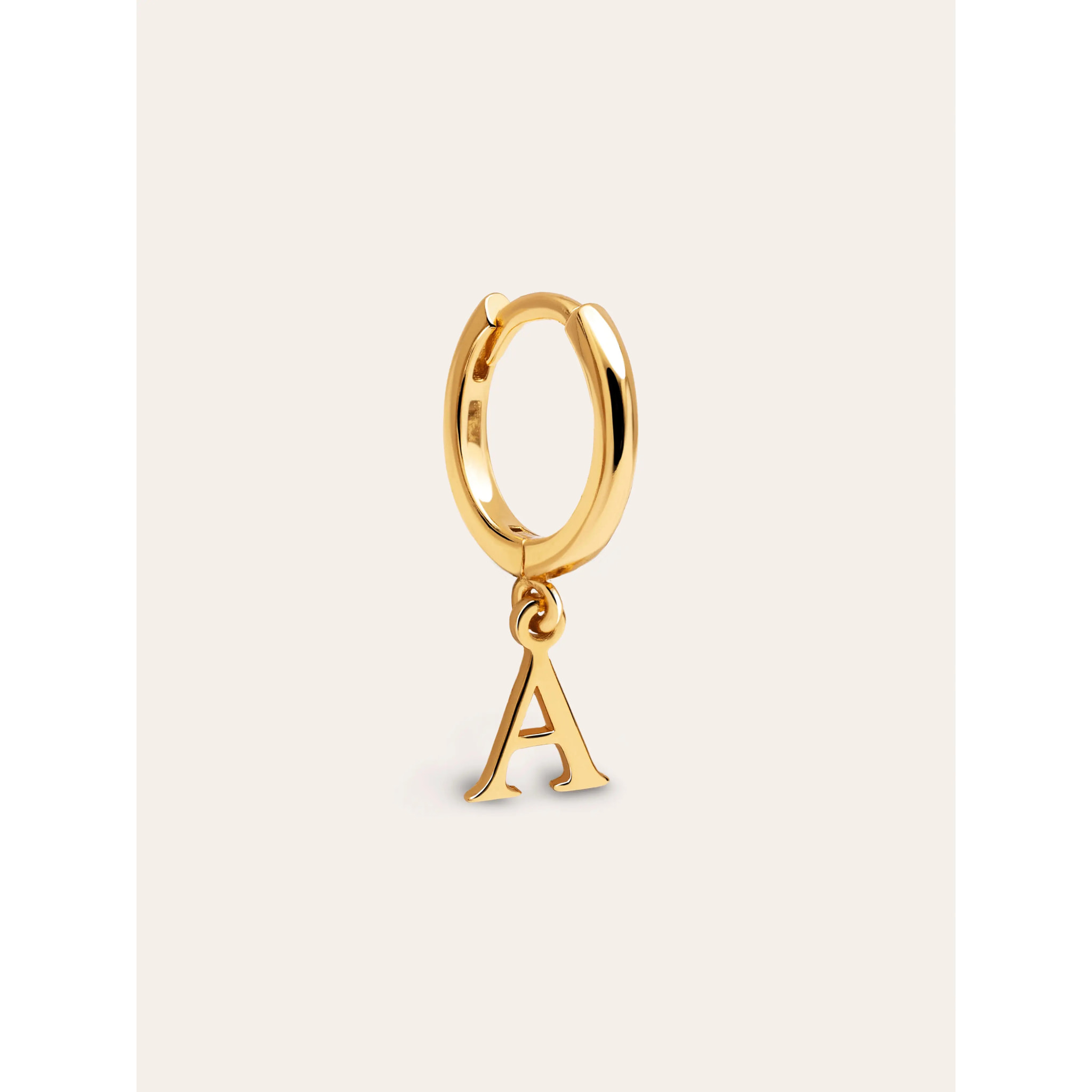 Pendiente Suelto Personalizado Aro Letter Plata Baño Oro