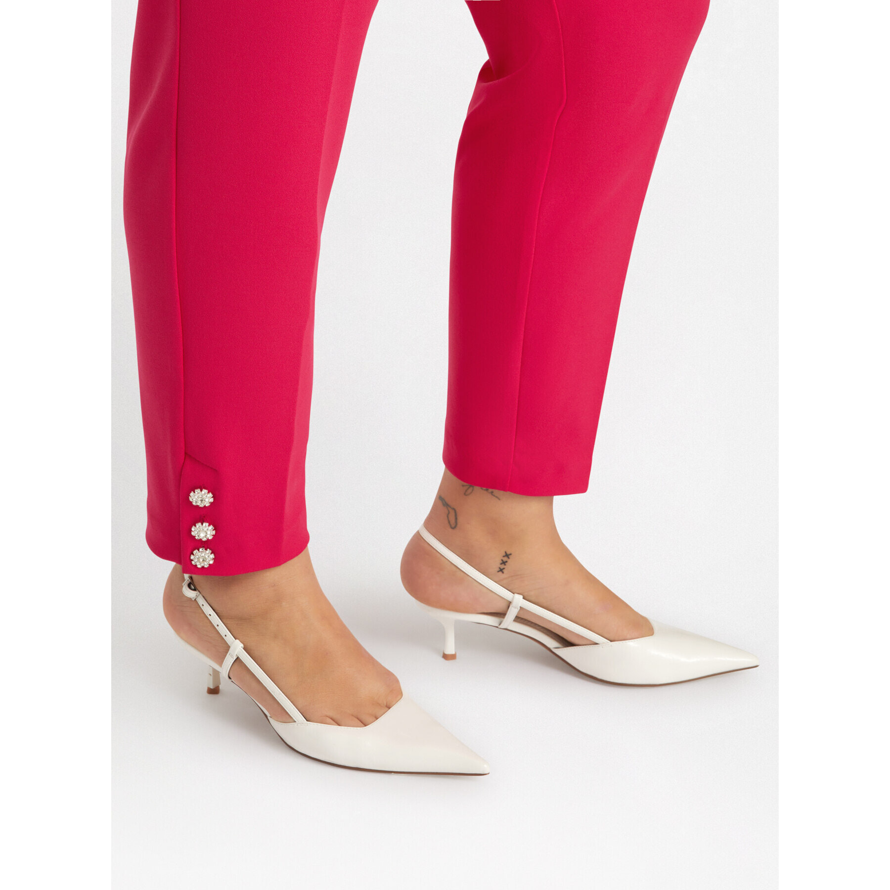 Fiorella Rubino - Pantaloni dritti con bottoni al fondo - Rosso