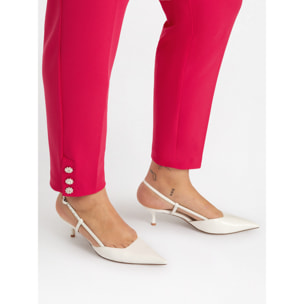 Fiorella Rubino - Pantaloni dritti con bottoni al fondo - Rosso