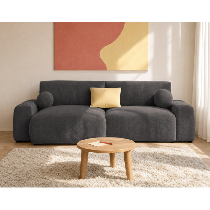 Constance - Canapé d'angle réversible 4 places convertible avec coffre en velours relief - Gris