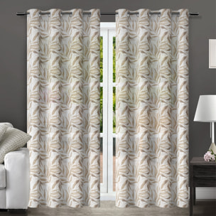 TENDONE FOLIAGE BIANCO/MARRONE CON OCCHIELLI 145X290 CM