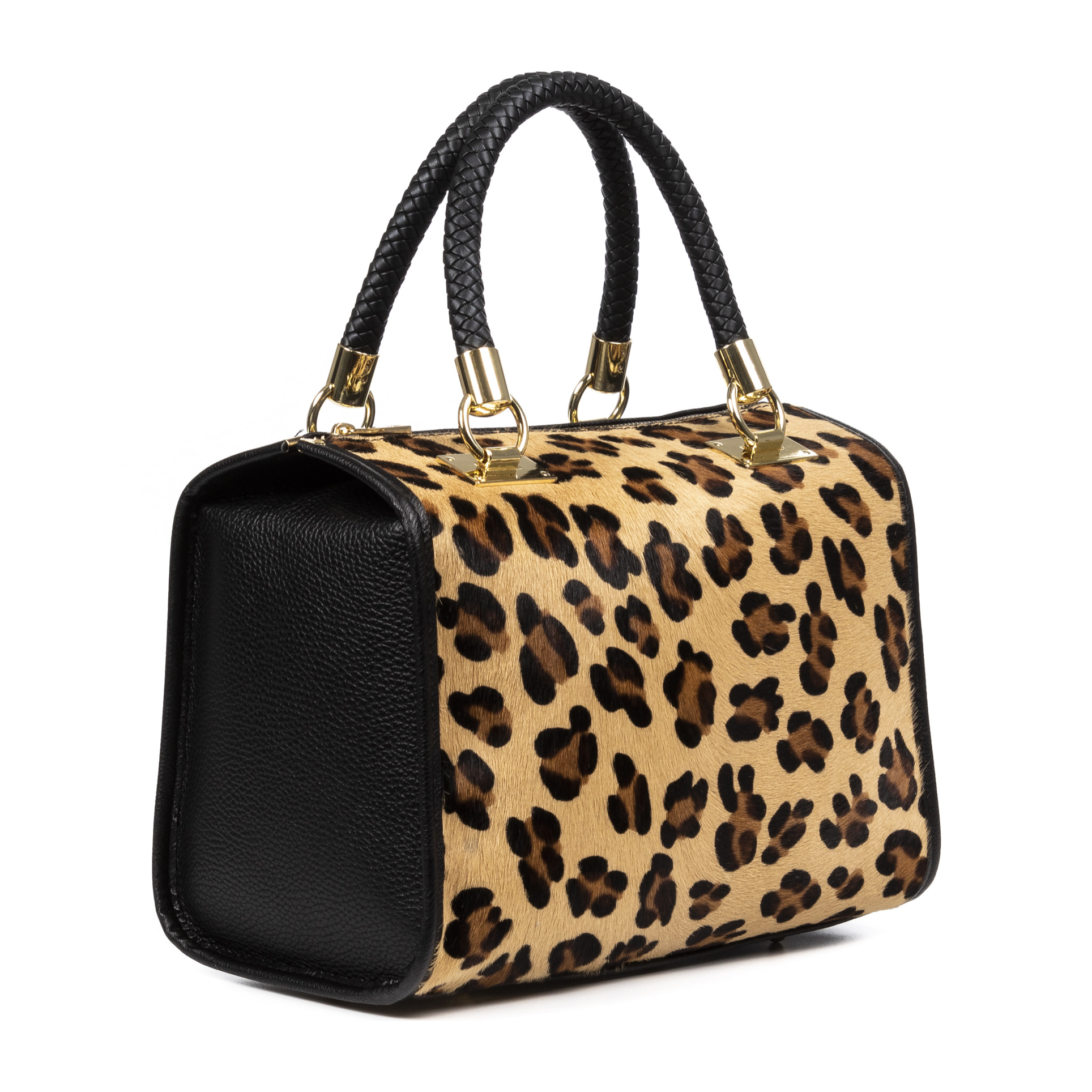Catena Borsa tote Donna.Pelle autentica Cavallino Leopardo Grande Dollaro